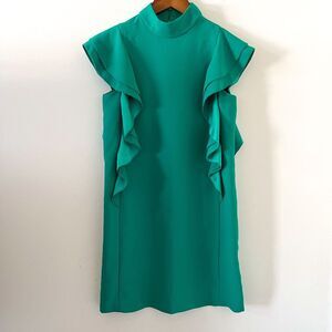 Kate Spade New York Crepe Flutter Sleeve Dress In Emerald Green Size 0